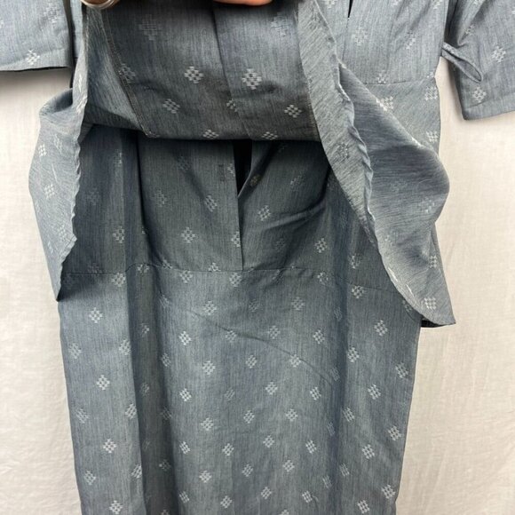 Vintage 90s Peplum Waist Midi Dress Womens M Professional Retro Pleated USA - Picture 6 of 15